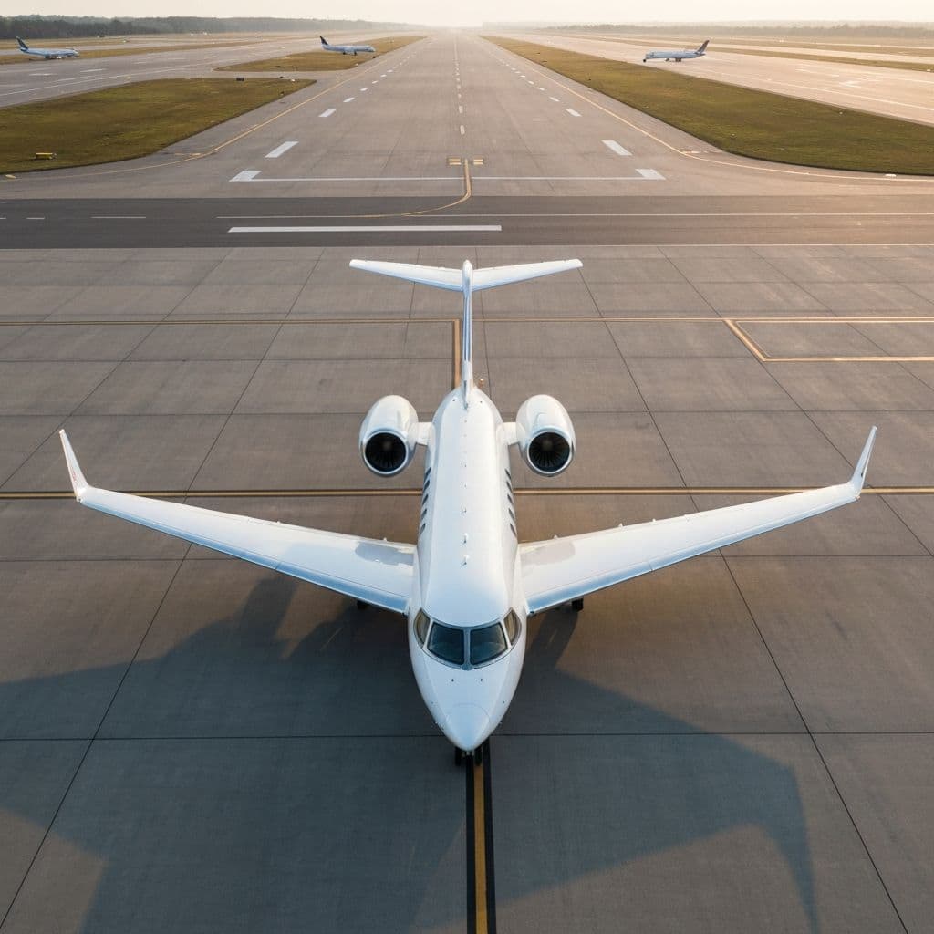 Private jet on runway